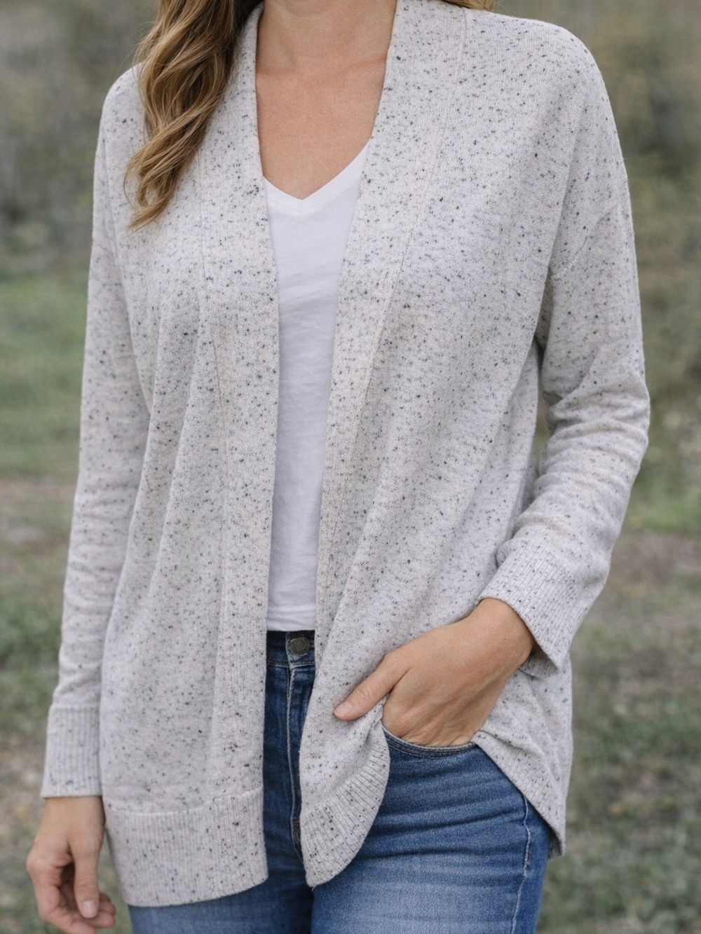 Reitmans Open Front Cardigan Size L (M/L Fit) Viscose Cotton